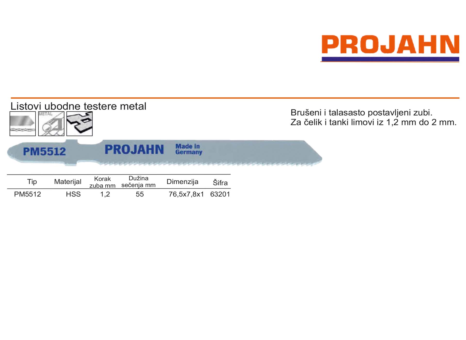 Listovi ubodne testere metal