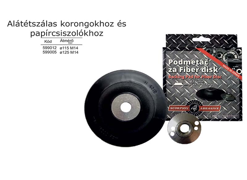 Alátét szálas korongokhoz és papírcsiszolókhoz