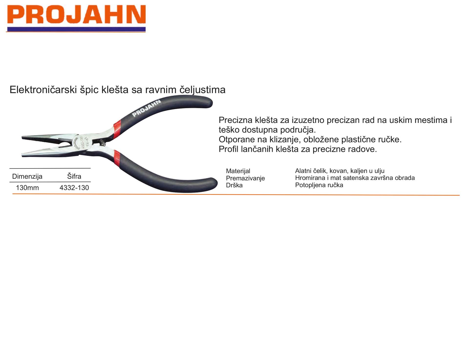 Elektroničarski špic klešta sa ravnim čeljustima