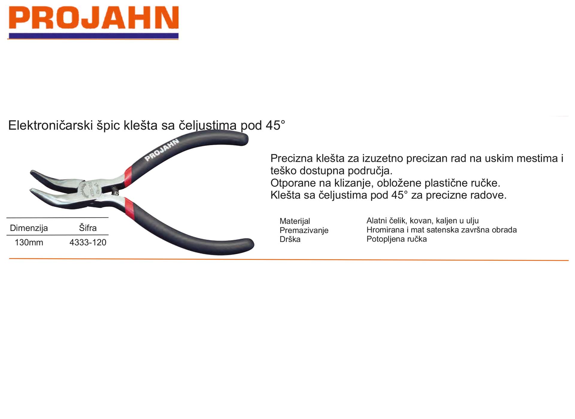 Elektroničarski špic klešta sa čeljustima pod 45