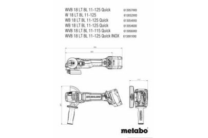 WVB 18 LT BL 11-125 Quick (bez baterija i punjaca u koferu), aku.ugaona brusilica - 11
