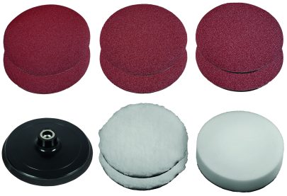 10-delni set pribora za brušenje i poliranje 150mm, Pribor za CC-PO 1100/2 (2xG60, 2xG80, 2xG120, 2x pamuk za poliranje, 1x gumeni disk, 1x sundjer) - 1