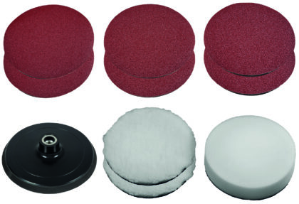 EINHELL 10-delni set pribora za brušenje i poliranje 150mm, Pribor za CC-PO 1100/2 (2xG60, 2xG80, 2xG120, 2x pamuk za poliranje, 1x gumeni disk, 1x sundjer) 2093245 - 1