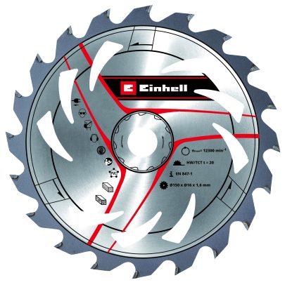 TCT Rezni list 150x16x1,6mm T20 za tvrdo, meko drvo i pvc, Pribor za kružne testere TE-CS 18 Li, TC-CS 1200, TE-CS 165 - 1