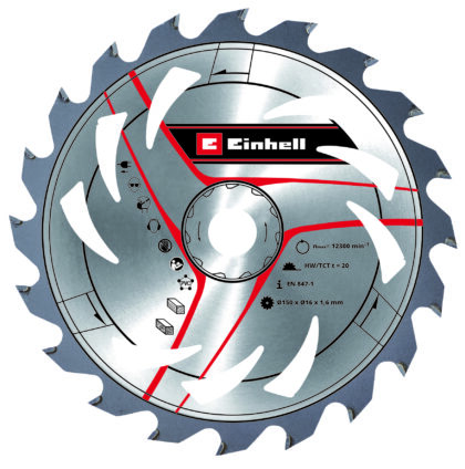 EINHELL TCT Rezni list 150x16x1,6mm T20 za tvrdo, meko drvo i pvc, Pribor za kružne testere TE-CS 18 Li, TC-CS 1200, TE-CS 165 49583359 - 1