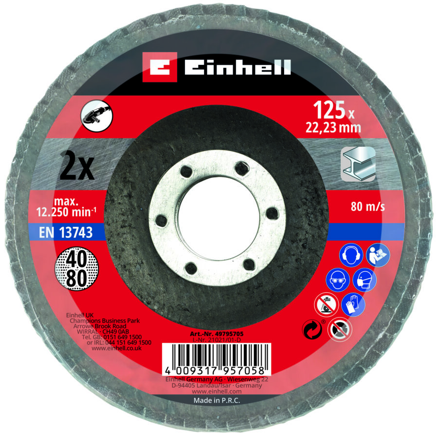 EINHELL 2-delni set lamelnih brusnih ploča Ø125mm (1xG40, 1xG80), Pribor za brusilice 49795705 - 2