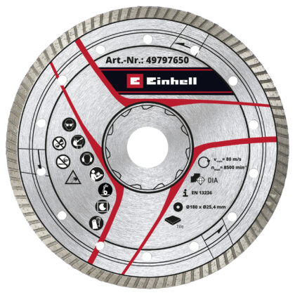 EINHELL Dijamantna rezna ploča 180x25,4 Turbo (brzina 80 m/s), Pribor za rezače granita i pločica 49797650 - 1