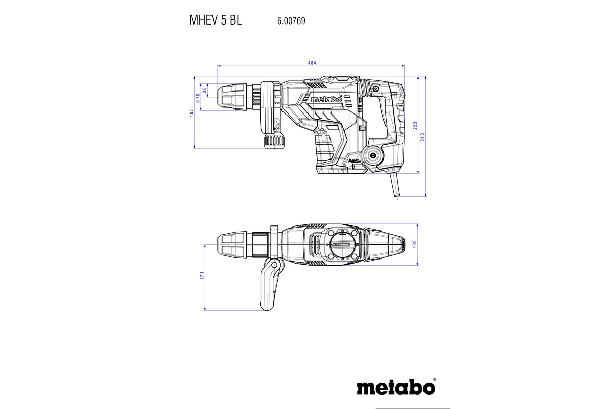METABO MHEV 5 BL SDS-Max dleto(štemarica) 600769500 - 3