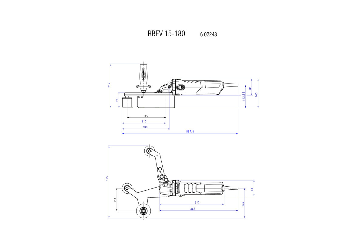 METABO RBE 15-180 Set Tračna brusilica/šlajferica sa priborom u koferu 602243500 - 2