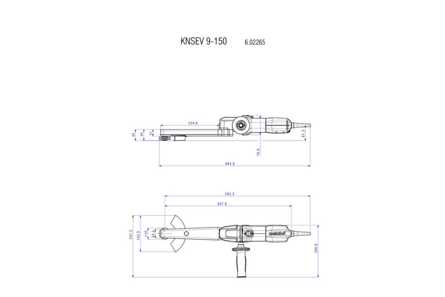 METABO KNSE 9-150 Set Ugaona brusilica sa produženim vratom i priborom u koferu 602265500 - 2