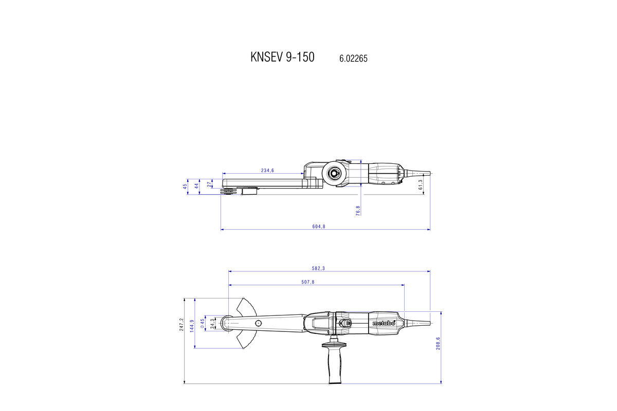 METABO KNSE 9-150 Set Ugaona brusilica sa produženim vratom i priborom u koferu 602265500 - 2