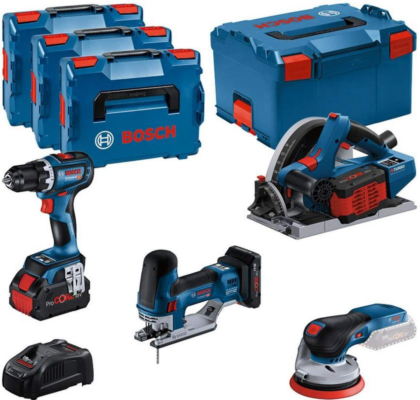 BOSCH Kombinovani komplet: Set akumulatorskih alata GSR+ GKT+ GST+ GEX 18V 1x4.0Ah 2x 5.5Ah 0615990N36 - 1