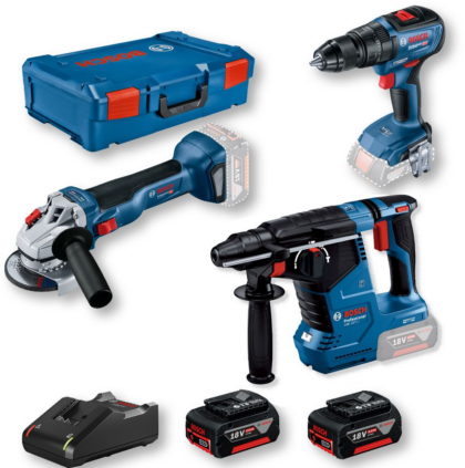 BOSCH Kombinovani komplet: Akumulatorski Set GBH 187-Li + GWS 18V-10 + GSR 18V-50; 2x5,0 Ah 0615990N42 - 1