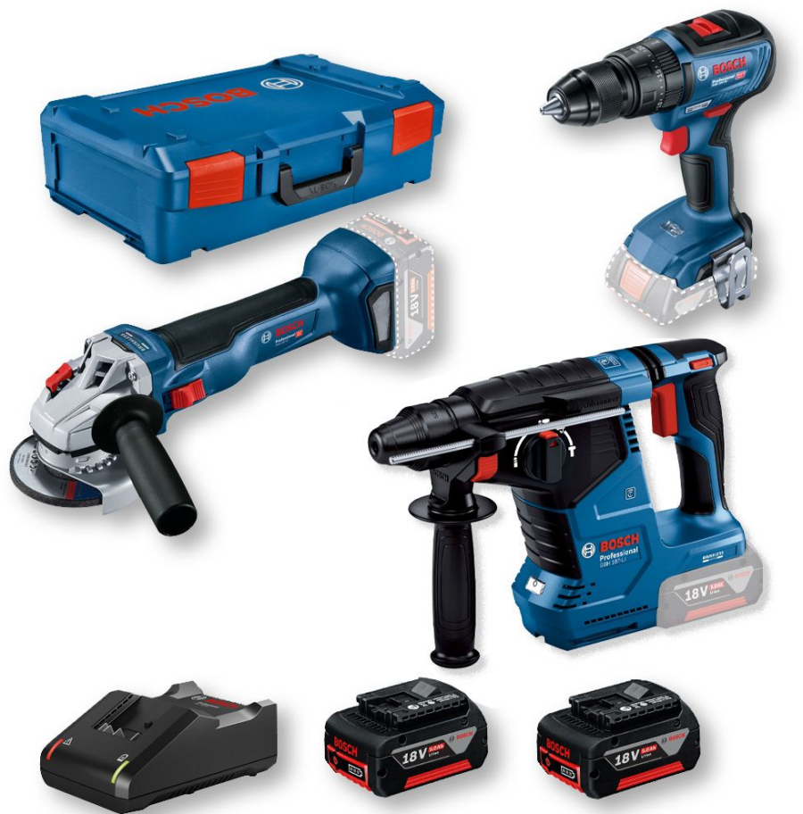 BOSCH Kombinovani komplet: Akumulatorski Set GBH 187-Li + GWS 18V-10 + GSR 18V-50; 2x5,0 Ah 0615990N42 - 2