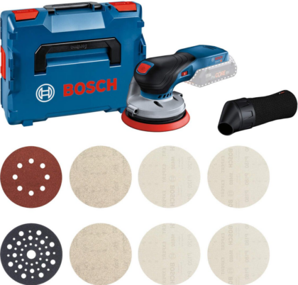 BOSCH Kombinovani komplet: Set akumulatorska ekscentar brusilica/šlajferica GEX 18V-125 Solo + brusni diskovi starter M480 0615A5004H - 1