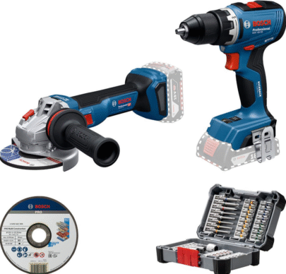 Akumulatorski set Bosch GSR 18V-65 + GWS 18V-11 + 45-delni set bitova - 1