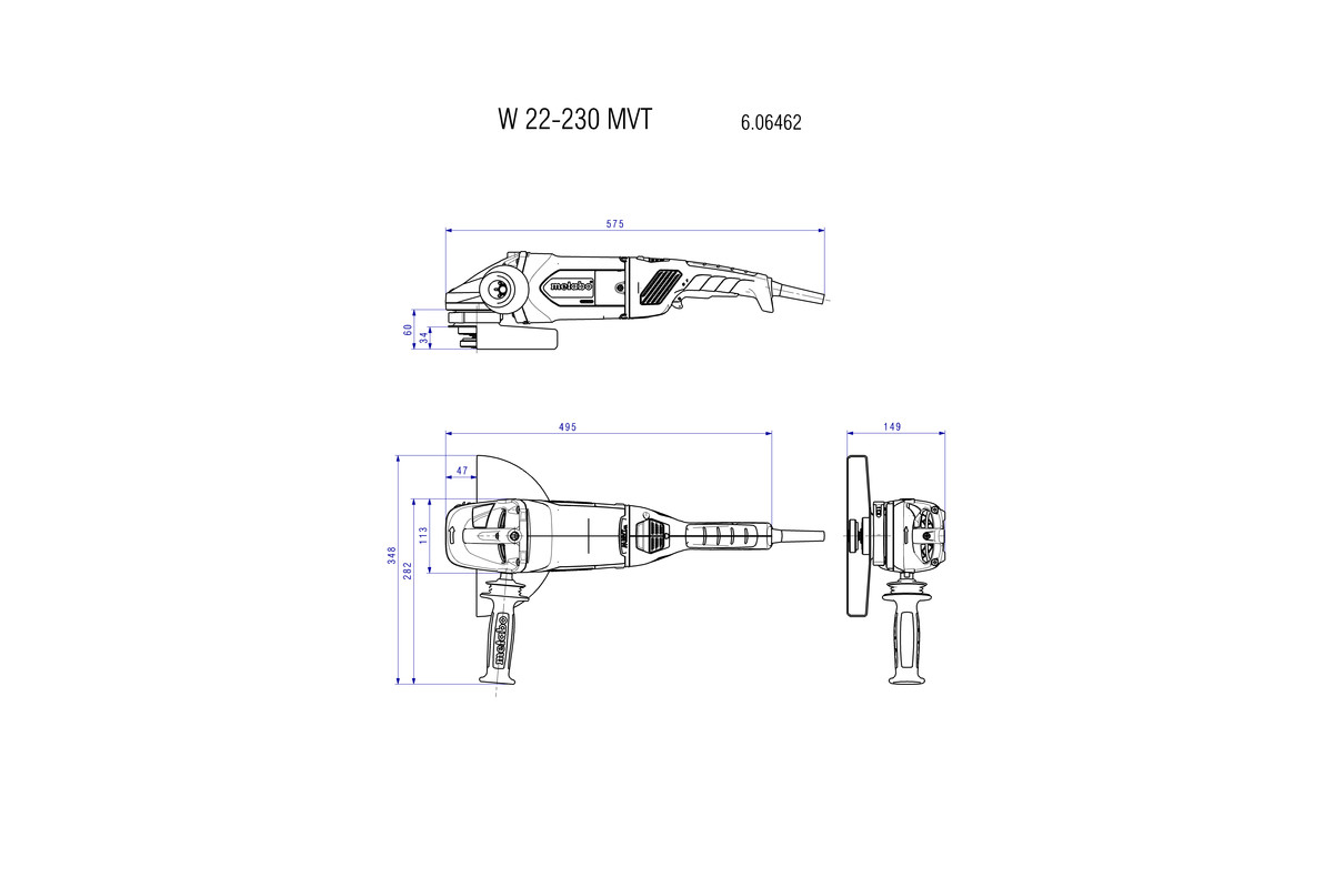 METABO W 22-230 MVT Ugaona brusilica 606462000 - 2
