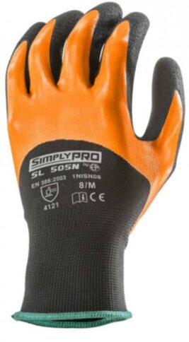 Glove polyester black with orange/black nitrile double coating - 1