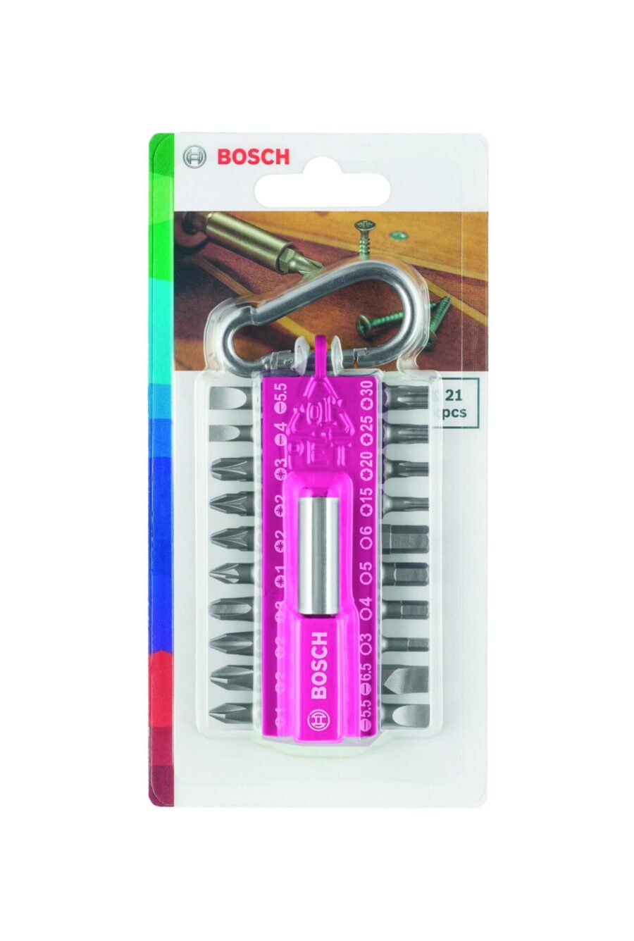BOSCH Komplet nastavaka za odvrtače sa kukom za fiksiranje (ružičasto), 21 deo 2607002821 - 2