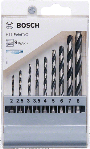 Bosch 9-delni komplet HSS PointTeQ šestostranih burgija, 2–8 mm - 1