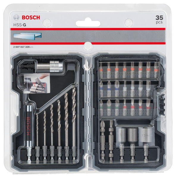 BOSCH 35-delni komplet HSS-G burgija i nastavaka za odvrtače Extra Hard, PH, PZ, SL, H, T 2607017726 - 2