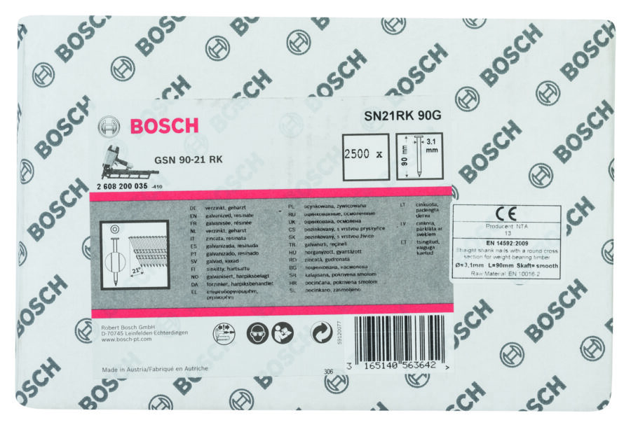 BOSCH Traka eksera sa celom glavom pod uglom od 21 stepena, presvučena smolom - glatka verzija 2608200035 - 2