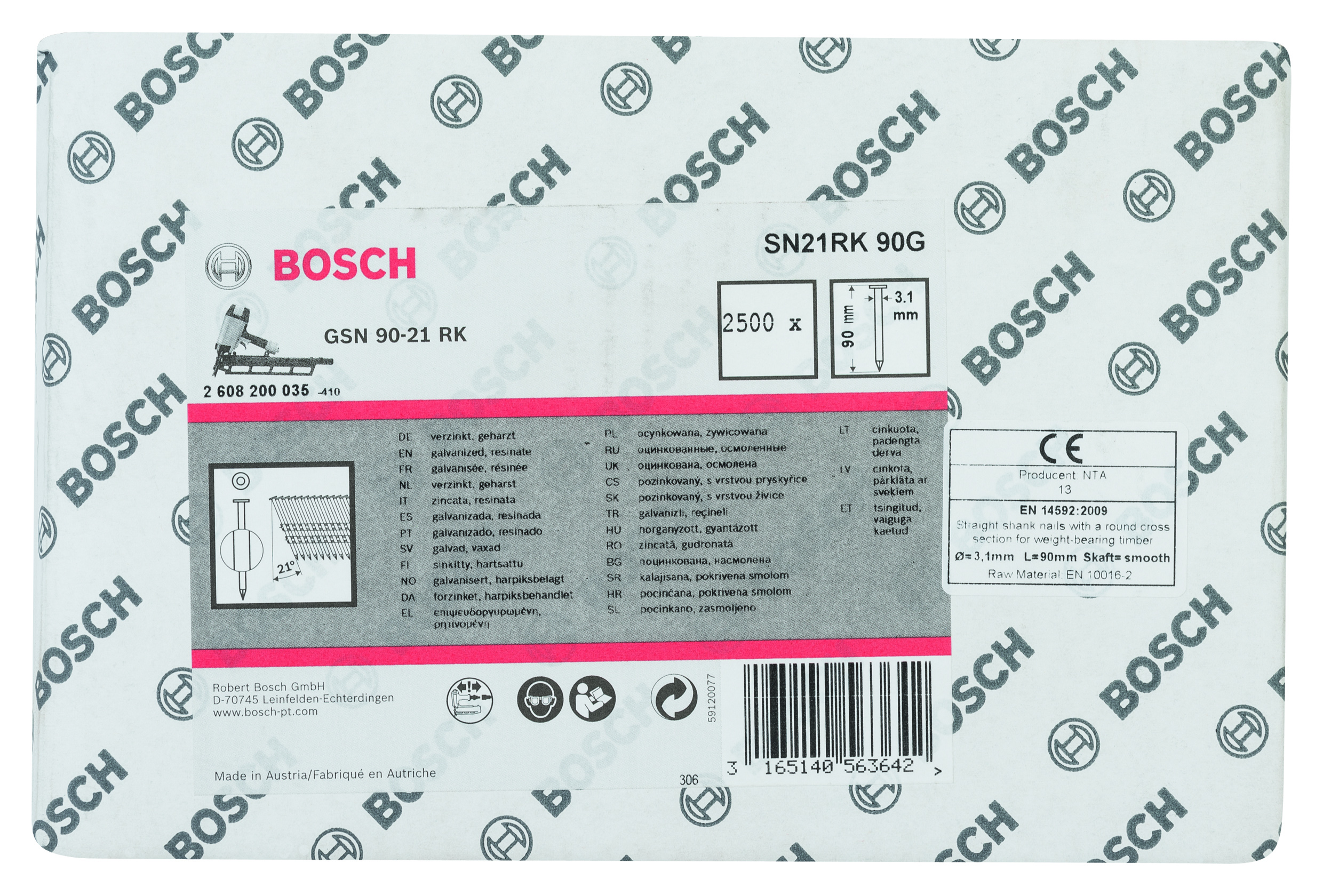 BOSCH Traka eksera sa celom glavom pod uglom od 21 stepena, presvučena smolom - glatka verzija 2608200035 - 2