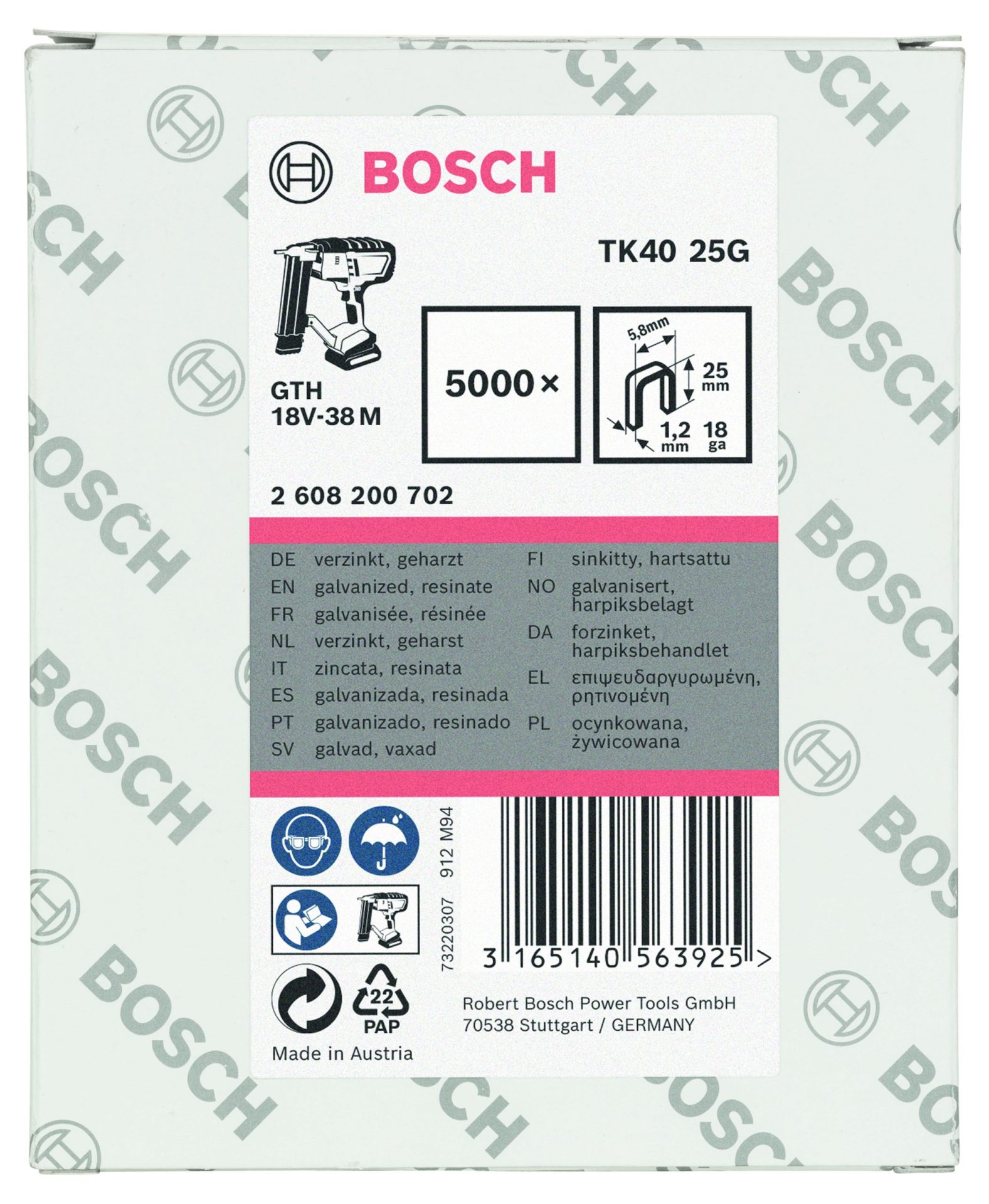 BOSCH Klamarica sa uskom krunom, TK40, obložena smolom, pocinkovana 2608200702 - 2