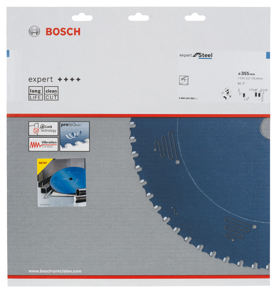 BOSCH list kružne testere Expert for Steel 355 x 25,4 x 2,6 mm, 80T 2608643062 - 2