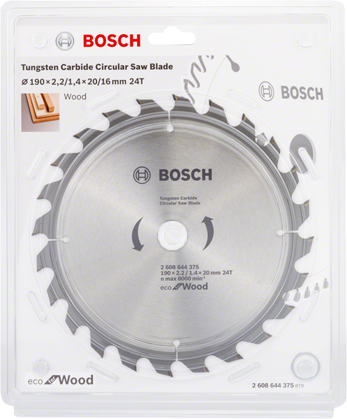 BOSCH List kružne testere Eco for wood Ø190x2,2x20/24z 2608644375 - 2