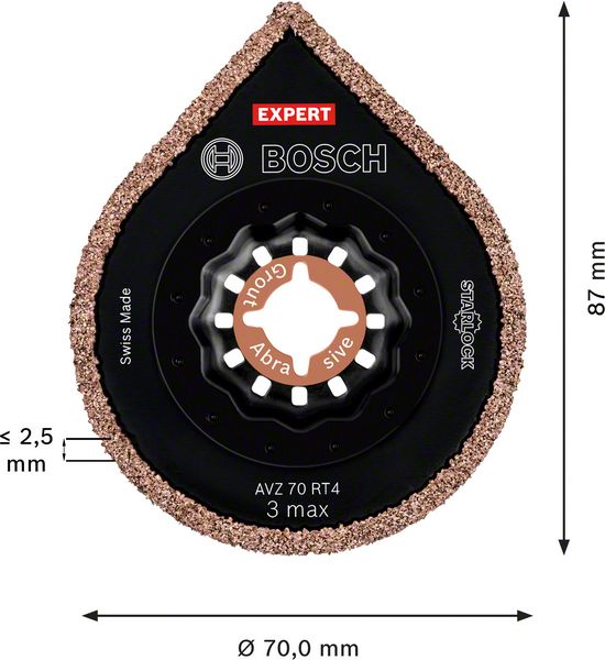 BOSCH EXPERT 3 max AVZ 70 RT4 ploče za fugovanje za multifunkcionalne alate od 70 mm, 10 delova 2608900042 - 2