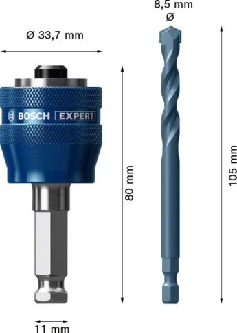 Adapter sistema EXPERT Power Change Plus testera za otvore od 11 mm, TCT-Drill 8,5 x 105 mm, 2 dela - 2