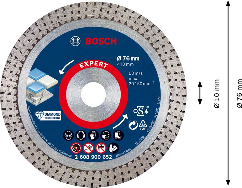 BOSCH EXPERT HardCeramic 76 mm dijamantska rezna ploča od 76 x 1,5 x 10 mm 2608900652 - 2