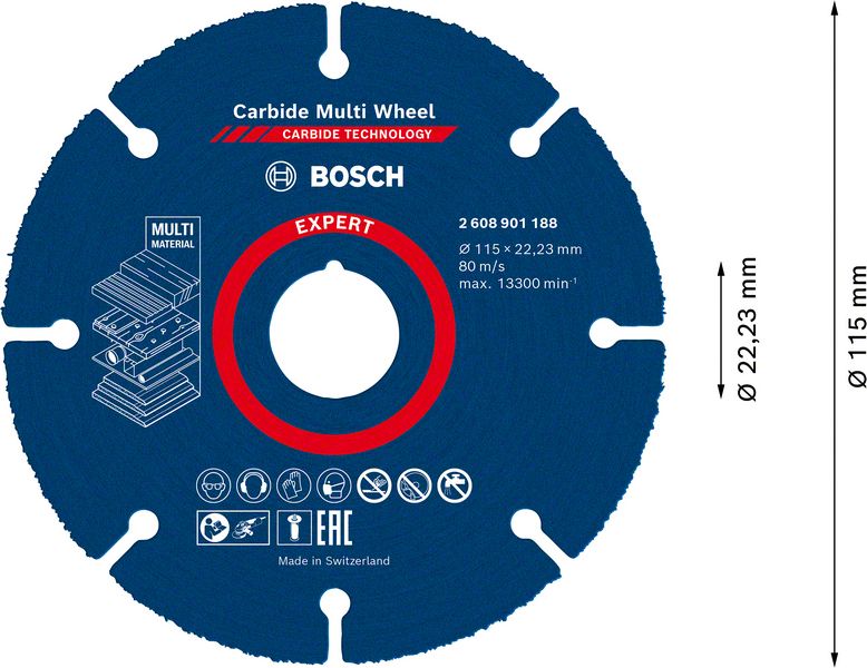 BOSCH EXPERT Carbide Multi Wheel rezna ploča od 115 mm, 22,23 mm 2608901188 - 2