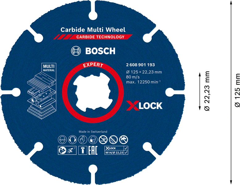 BOSCH EXPERT Carbide Multi Wheel X-LOCK rezna ploča od 125 mm, 22,23 mm 2608901193 - 2