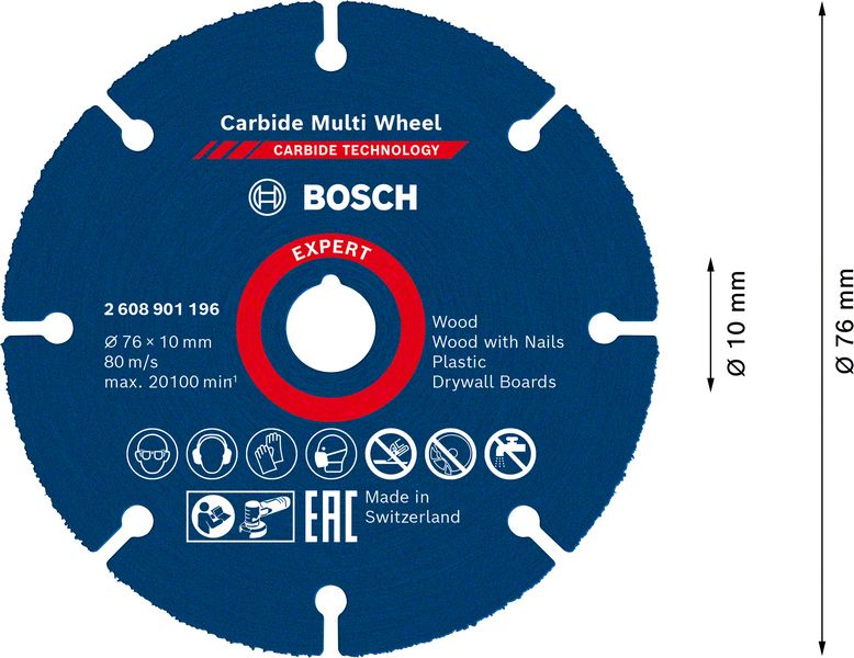 BOSCH EXPERT Carbide Multi Wheel rezna ploča od 76 mm, 10 mm 2608901196 - 2