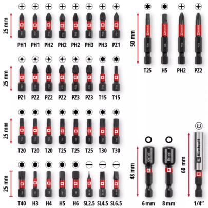 M-CASE set Impaktor nastavaka i nasadnih ključeva E6.3 1/4″ 39/1 - 3