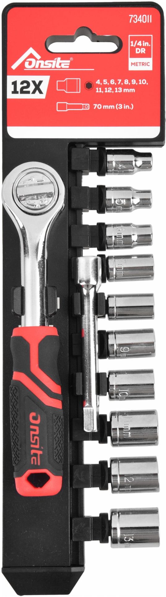 ONSITE Set 12 del. nasadnih ključeva sa čegrtaljkom 1/4" HEX/mm - 2