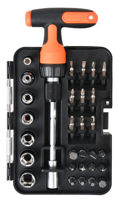 TACTIX Set 32 del. nastavaka sa čegrtaljkom T-ručica 1/4" - 1