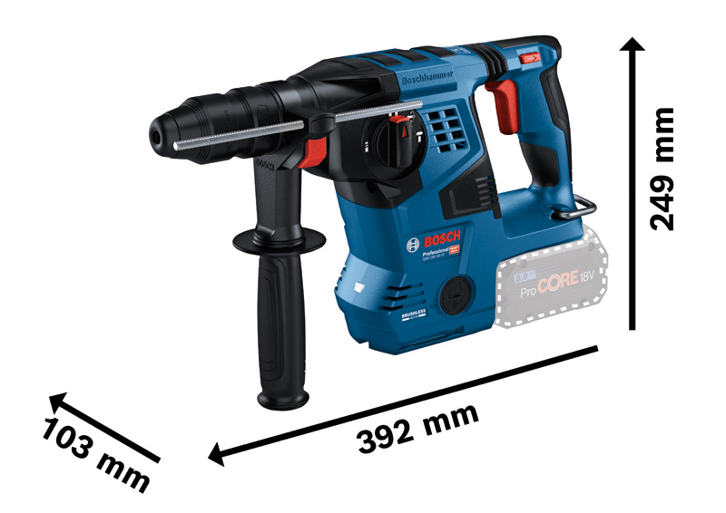 BOSCH Akumulatorski elektro-pneumatski čekić za bušenje sa SDS plus prihvatom GBH 18V-28 CF + GDE 0611921004 - 3