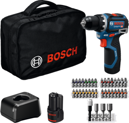 BOSCH Akumulatorska bušilica-odvrtač GSR 12V-32 + 2 x akumulatora GBA 12V 2.0Ah + 36-delni pribor + Punjač GAL 12V-20 Professional 06019N7004 - 1