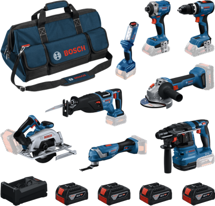 BOSCH Kombinovani set PRO Komplet od 8 alata od 18 V: GSB + GDR + GBH + GWS + GKS + GSA + GOP + GLI + 4x GBA 18V 5.0Ah + GAL 0615V00061 - 1