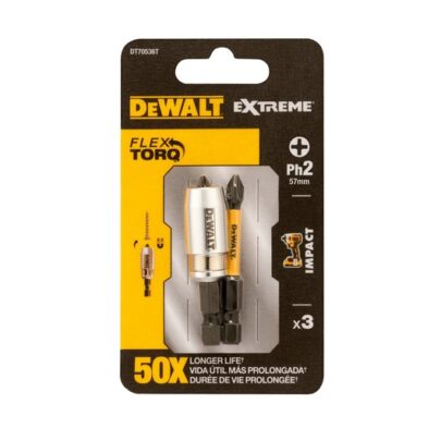 DeWALT bit PH2 57mm+ALU prsten 3kom FLEXTORQ DT70536T-QZ - 5
