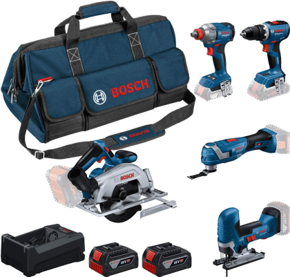 BOSCH Akumulatorski set GSR 18V-65 + GDX 18V-285 + GKS 18V-57-2 + GOP 18V-34 + GST 18V-125 S + 2 x 5,0Ah + torba 0615A500BV - 1