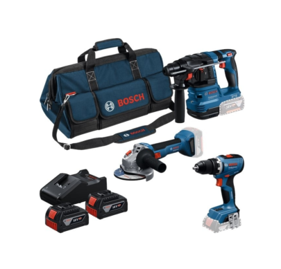 BOSCH PRO Komplet od 3 alata od 18 V: GSB + GWS + GBH + 3x GBA 5.0 Ah + GAL 12V/18V-80 - 1