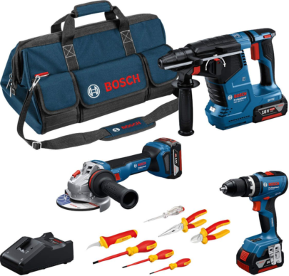 BOSCH Akumulatorski set Bosch GSB 18V-65 + GWS 18V-11 + GBH 18V-24 C + 3 x GBA 18V 5,0Ah + VDE set ručnog alata + torba - 1