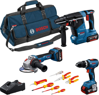BOSCH Akumulatorski set GSB 18V-65 + GWS 18V-11 + GBH 18V-24 C + 3 x GBA 18V 5,0Ah + VDE set ručnog alata + torba 0615A5007H - 1