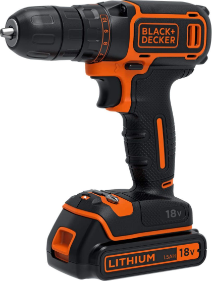 BLACK+DECKER BDCDC18B aku bušilica-odvijač 18V sa punjačem 200mA i 2 baterije - 1